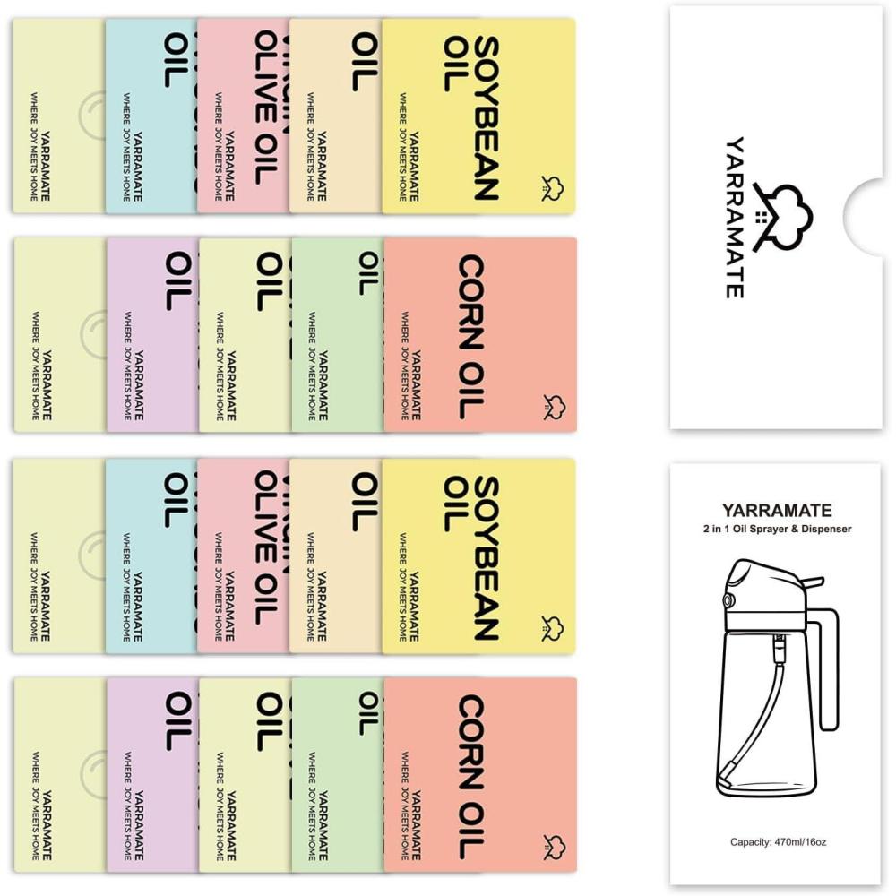 imageYARRAMATE 20 Color Labels for Oil Sprayer Bottles Stickers for OilSauce and More20 Color