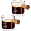 imageYARRAMATE 2 Pack Espresso Cups with Wood Handle Clear Glass Espresso Accessories Double Spout Glass Measuring Cup with Dual Scale Espresso Shot with VShaped Spout 34 OZ  100 ML34 oz Double Spout