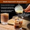 imageYARRAMATE 2 Pack Espresso Cups with Wood Handle Clear Glass Espresso Accessories Double Spout Glass Measuring Cup with Dual Scale Espresso Shot with VShaped Spout 34 OZ  100 ML34 oz Double Spout