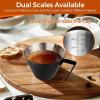 imageYARRAMATE 2 Pcs Espresso Cups with Handle Stainless Steel Espresso Accessories Double Spout Metal Measuring Cup with Dual Scale Espresso Shot cup with VShaped Mouth 34OZ100MLSliverBlack 2pcs