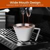 imageYARRAMATE 2 Pcs Espresso Cups with Handle Stainless Steel Espresso Accessories Double Spout Metal Measuring Cup with Dual Scale Espresso Shot cup with VShaped Mouth 34OZ100MLSliverWhite 2pcs