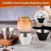 imageYARRAMATE 2 Pcs Espresso Cups with Handle Stainless Steel Espresso Accessories Double Spout Metal Measuring Cup with Dual Scale Espresso Shot cup with VShaped Mouth 34OZ100MLSliverBlack 1pcs