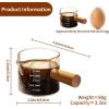 imageYARRAMATE Espresso Shots Cup with Wood Handle Clear Glass Espresso Measuring Cup with Dual Scale Shot Glass with Single Spout 34 OZ 100 ML