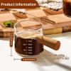 imageYARRAMATE Espresso Shots Cup with Wood Handle Clear Glass Espresso Measuring Cup with Dual Scale Shot Glass with Single Spout 34 OZ 100 ML