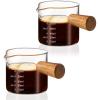imageYARRAMATE 2 Pack Espresso Cups with Wood Handle Clear Glass Espresso Accessories Double Spout Glass Measuring Cup with Dual Scale Espresso Shot with VShaped Spout 34 OZ  100 ML34 oz100 ML
