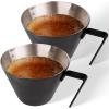 imageYARRAMATE 2 Pcs Espresso Cups with Handle Stainless Steel Espresso Accessories Double Spout Metal Measuring Cup with Dual Scale Espresso Shot cup with VShaped Mouth 34OZ100MLSliverBlack 2pcs