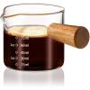 imageYARRAMATE Espresso Shots Cup with Wood Handle Clear Glass Espresso Measuring Cup with Dual Scale Shot Glass with Single Spout 34 OZ 100 ML