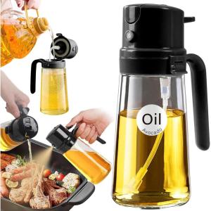 imageYARRAMATE 16oz470ml Easy Refillable Oil Sprayer for Cooking 2 in 1 Oil Dispenser for Kitchen and Oil Sprayer Bottle FoodGrade Glass Oil Mister with Simple Open Design Air FryerBBQ OrangeBlack