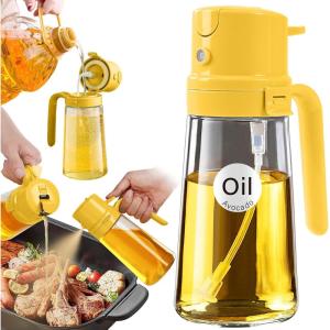 imageYARRAMATE 16oz470ml Easy Refillable Oil Sprayer for Cooking 2 in 1 Oil Dispenser for Kitchen and Oil Sprayer Bottle FoodGrade Glass Oil Mister with Simple Open Design Air FryerBBQ BlackOrange