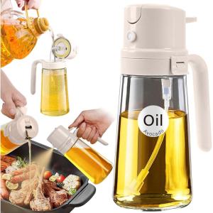 imageYARRAMATE 16oz470ml Easy Refillable Oil Sprayer for Cooking 2 in 1 Oil Dispenser for Kitchen and Oil Sprayer Bottle FoodGrade Glass Oil Mister with Simple Open Design Air FryerBBQ BlackWhite