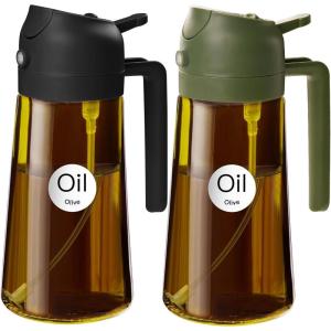 imageYARRAMATE 16oz470ml Light Blocking Oil Sprayer for Cooking with Stickers FoodGrade 2 in 1 Olive Oil Dispenser Bottle for Kitchen Premium Dark Amber Glass Oil Bottle for Air Fryer BBQWhite152Pcs BlackOliveGreen