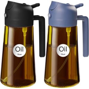 imageYARRAMATE 16oz470ml Light Blocking Oil Sprayer for Cooking with Stickers FoodGrade 2 in 1 Olive Oil Dispenser Bottle for Kitchen Premium Dark Amber Glass Oil Bottle for Air Fryer BBQWhite162Pcs BlackNavy