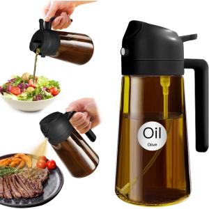 imageYARRAMATE 16oz470ml Light Blocking Oil Sprayer for Cooking with Stickers FoodGrade 2 in 1 Olive Oil Dispenser Bottle for Kitchen Premium Dark Amber Glass Oil Bottle for Air Fryer BBQWhite01Black
