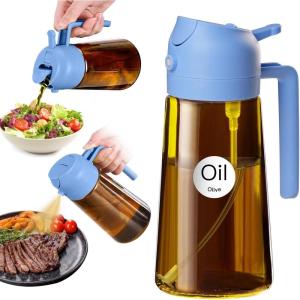 imageYARRAMATE 16oz470ml Light Blocking Oil Sprayer for Cooking with Stickers FoodGrade 2 in 1 Olive Oil Dispenser Bottle for Kitchen Premium Dark Amber Glass Oil Bottle for Air Fryer BBQWhite05SkyBlue