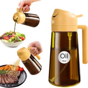 imageYARRAMATE 16oz470ml Light Blocking Oil Sprayer for Cooking with Stickers FoodGrade 2 in 1 Olive Oil Dispenser Bottle for Kitchen Premium Dark Amber Glass Oil Bottle for Air Fryer BBQWhite04Orange