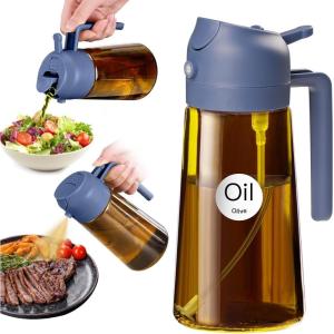 imageYARRAMATE 16oz470ml Light Blocking Oil Sprayer for Cooking with Stickers FoodGrade 2 in 1 Olive Oil Dispenser Bottle for Kitchen Premium Dark Amber Glass Oil Bottle for Air Fryer BBQWhite09Navy