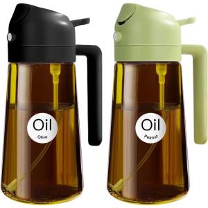 imageYARRAMATE 16oz470ml Light Blocking Oil Sprayer for Cooking with Stickers FoodGrade 2 in 1 Olive Oil Dispenser Bottle for Kitchen Premium Dark Amber Glass Oil Bottle for Air Fryer BBQWhite112Pcs BlackGreen