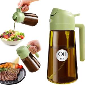 imageYARRAMATE 16oz470ml Light Blocking Oil Sprayer for Cooking with Stickers FoodGrade 2 in 1 Olive Oil Dispenser Bottle for Kitchen Premium Dark Amber Glass Oil Bottle for Air Fryer BBQWhite03Green