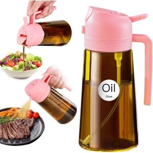 imageYARRAMATE 16oz470ml Light Blocking Oil Sprayer for Cooking with Stickers FoodGrade 2 in 1 Olive Oil Dispenser Bottle for Kitchen Premium Dark Amber Glass Oil Bottle for Air Fryer BBQWhite07Pink