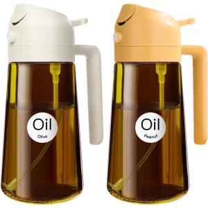 imageYARRAMATE 16oz470ml Light Blocking Oil Sprayer for Cooking with Stickers FoodGrade 2 in 1 Olive Oil Dispenser Bottle for Kitchen Premium Dark Amber Glass Oil Bottle for Air Fryer BBQWhite182Pcs WhiteOrange