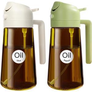 imageYARRAMATE 16oz470ml Light Blocking Oil Sprayer for Cooking with Stickers FoodGrade 2 in 1 Olive Oil Dispenser Bottle for Kitchen Premium Dark Amber Glass Oil Bottle for Air Fryer BBQWhite172Pcs WhiteGreen