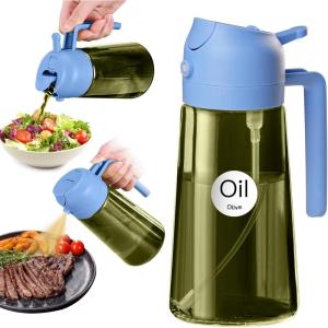 imageYARRAMATE 16oz470ml LightBlocking Dark Oil Sprayer for Cooking 2 in 1 Olive Oil Dispenser Bottle for Kitchen Premium Dark Green Glass Oil Bottle FoodGrade Oil Mister for Air Fryer BBQ White08SkyBlue