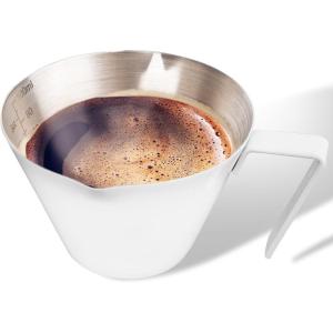imageYARRAMATE 2 Pcs Espresso Cups with Handle Stainless Steel Espresso Accessories Double Spout Metal Measuring Cup with Dual Scale Espresso Shot cup with VShaped Mouth 34OZ100MLSliverWhite 1pcs