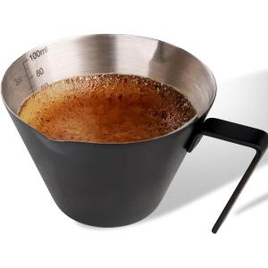 imageYARRAMATE 2 Pcs Espresso Cups with Handle Stainless Steel Espresso Accessories Double Spout Metal Measuring Cup with Dual Scale Espresso Shot cup with VShaped Mouth 34OZ100MLSliverBlack 1pcs