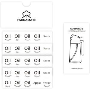 imageYARRAMATE 20 Labels for Oil Dispenser ampamp Installation Guide Stickers for Olive Oil Sauce and More