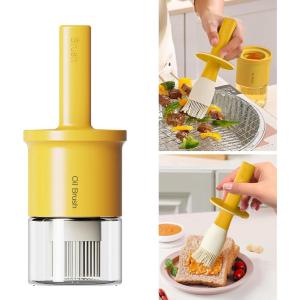 imageYARRAMATE 300ml 10oz Oil Dispenser with Brush  Glass Oil Bottle for Kitchen with Silicone Heat Resistant Basting Brush  Cooking Brush for Vinegar Sauce BBQ Grill Frying Orange04Orange