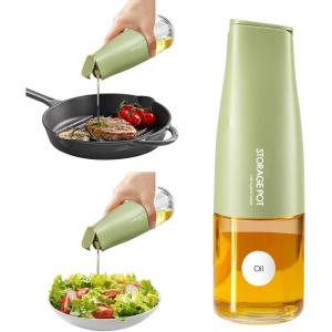 imageYARRAMATE Large Capacity Aesthetic Olive Oil Dispenser for Kitchen 500ml 17oz Cooking Glass Vinegar Drizzler Leak Proof Oil Bottle NonDrip Soy Sauce Dispenser Oil Pourer ampamp LabelsGreen03Green