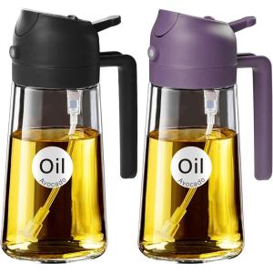 imageYARRAMATE Olive Oil Dispenser 2 in 1 Oil Sprayer for Cooking 16oz470ml Glass Oil Spray Bottle with Pourer Foodgrade Oil Dispenser and Oil Sprayer for Kitchen Salad Frying BBQ Black ampamp Green162Pcs BlackPurple