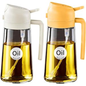 imageYARRAMATE Olive Oil Dispenser 2 in 1 Oil Sprayer for Cooking 16oz470ml Glass Oil Spray Bottle with Pourer Foodgrade Oil Dispenser and Oil Sprayer for Kitchen Salad Frying BBQ Black ampamp Green152Pcs WhiteOrange