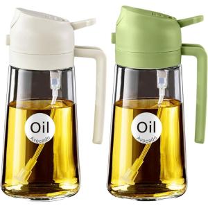 imageYARRAMATE Olive Oil Dispenser 2 in 1 Oil Sprayer for Cooking 16oz470ml Glass Oil Spray Bottle with Pourer Foodgrade Oil Dispenser and Oil Sprayer for Kitchen Salad Frying BBQ Black ampamp Green142Pcs GreenWhite
