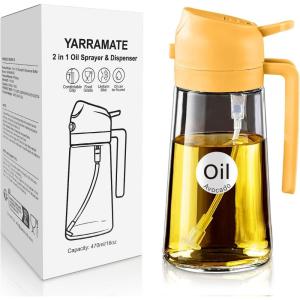 imageYARRAMATE Olive Oil Dispenser 2 in 1 Oil Sprayer for Cooking 16oz470ml Glass Oil Spray Bottle with Pourer Foodgrade Oil Dispenser and Oil Sprayer for Kitchen Salad Frying BBQ Black ampamp Green04Orange
