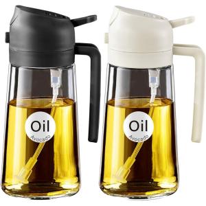 imageYARRAMATE Olive Oil Dispenser 2 in 1 Oil Sprayer for Cooking 16oz470ml Glass Oil Spray Bottle with Pourer Foodgrade Oil Dispenser and Oil Sprayer for Kitchen Salad Frying BBQ Black ampamp Green122Pcs WhiteBlack
