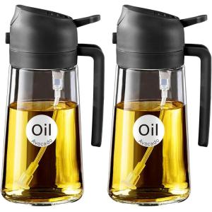 imageYARRAMATE Olive Oil Dispenser 2 in 1 Oil Sprayer for Cooking 16oz470ml Glass Oil Spray Bottle with Pourer Foodgrade Oil Dispenser and Oil Sprayer for Kitchen Salad Frying BBQ Black ampamp Green132Pcs Black
