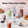 imageYARRAMATE Rechargeable Milk Frother Wand Handheld 3 Speed Adjustable Electric Drink Mixer with 2 Whisks Stainless Steel Stirrer for Coffee Lattes Protein Shakes Matcha EggSilver USB With Stand