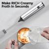 imageYARRAMATE Rechargeable Milk Frother Wand Handheld 3 Speed Adjustable Electric Drink Mixer with 2 Whisks Stainless Steel Stirrer for Coffee Lattes Protein Shakes Matcha EggSilver USB With Stand