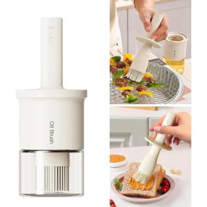 imageYARRAMATE 300ml 10oz Oil Dispenser with Brush  Glass Oil Bottle for Kitchen with Silicone Heat Resistant Basting Brush  Cooking Brush for Vinegar Sauce BBQ Grill Frying Orange01Creamy White