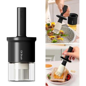 imageYARRAMATE 300ml 10oz Oil Dispenser with Brush  Glass Oil Bottle for Kitchen with Silicone Heat Resistant Basting Brush  Cooking Brush for Vinegar Sauce BBQ Grill Frying Orange02Black
