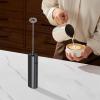 imageYARRAMATE Electric Milk Frother Wand Fast Rechargeable Coffee Mixer with 2 Heads 3 Speeds Handheld Drink Stirrer Whisk Foam Maker for Lattes Cappuccino Matcha Hot Chocolate BlackBattery Mini
