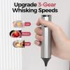 imageYARRAMATE Electric Milk Frother Wand Fast Rechargeable Coffee Mixer with 2 Heads 3 Speeds Handheld Drink Stirrer Whisk Foam Maker for Lattes Cappuccino Matcha Hot Chocolate BlackSilver USB No Stand