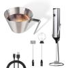 imageYARRAMATE Stainless Steel Espresso Shot Cup 34OZ100ML ampamp Rechargeable Silver Milk Frother With Stand