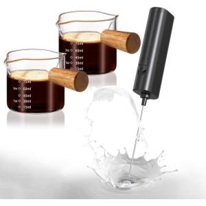 imageYARRAMATE Mini Powerful Milk Frother Wand ampamp 100ml Glass Measuring Cups