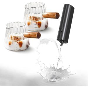 imageYARRAMATE Mini Powerful Milk Frother Wand ampamp 180ml Glass Measuring Cups