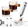 imageYARRAMATE Silver Powerful Milk Frother Wand ampamp 100ML Glass Measuring Cups Double Spout
