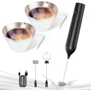 imageYARRAMATE Powerful Milk Frother Wand ampamp 100ml Metal Measuring Cups White