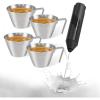 imageYARRAMATE Milk Frother Wand Handheld ampamp 4 Pcs Stainless Steel Espresso Cups