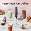 imageYARRAMATE Electric Milk Frother Wand with Stainless Steel Whisk and Stand Fast Rechargeable Coffee Mixer with 3 Speeds Handheld Drink Stirrer Whisk Foam Maker for Lattes Cappuccino Matcha BlackBlack USB With Stand